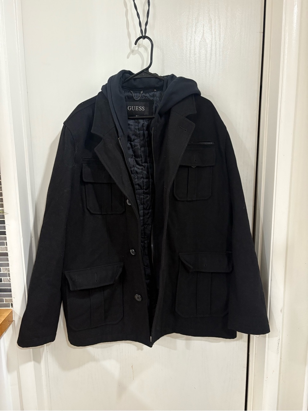 GUESS Heavy duty Warm  Men’s Black Hooded Coat/jacket